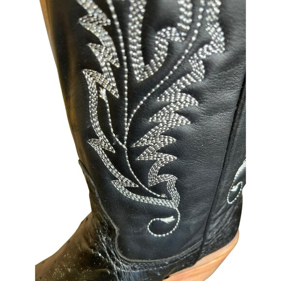 NEW Corral Black Genuine Ostrich Leather Cowboy Boots Embroidered Size 8 Womens - Picture 5 of 12